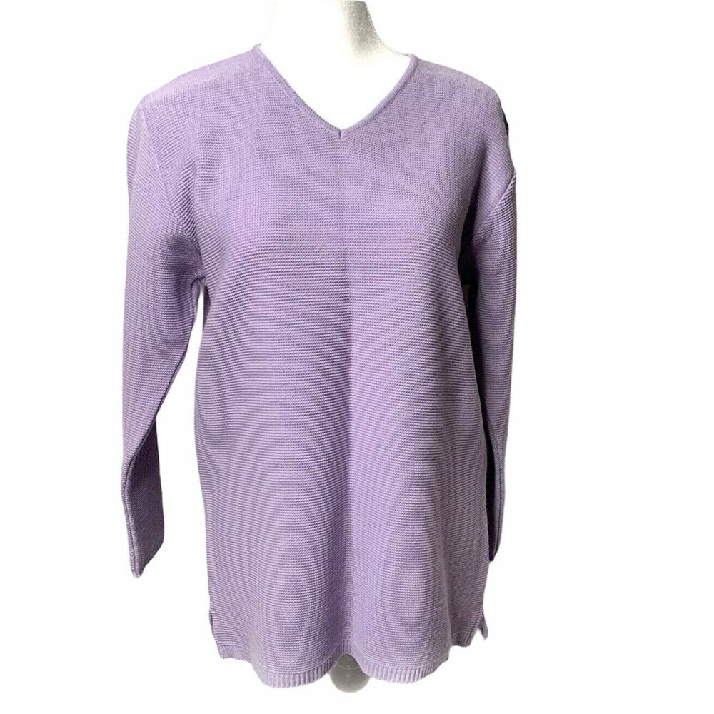 Attention knit Purple sweater Textured Long Sleeve Sz 42 vintage